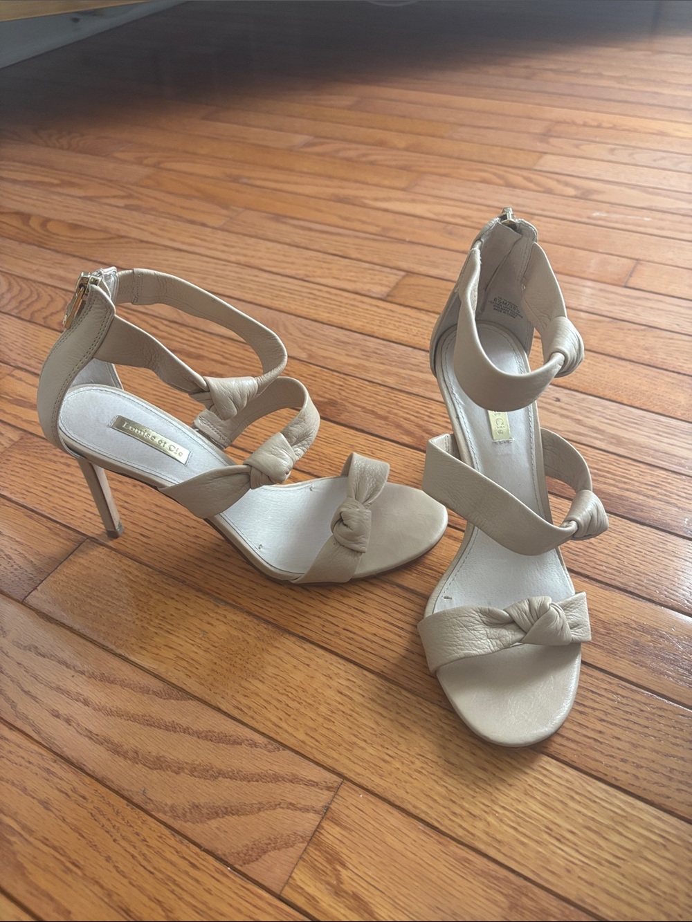 Louise et Cie Beige Knotted Strap Stiletto Sandals 8.5